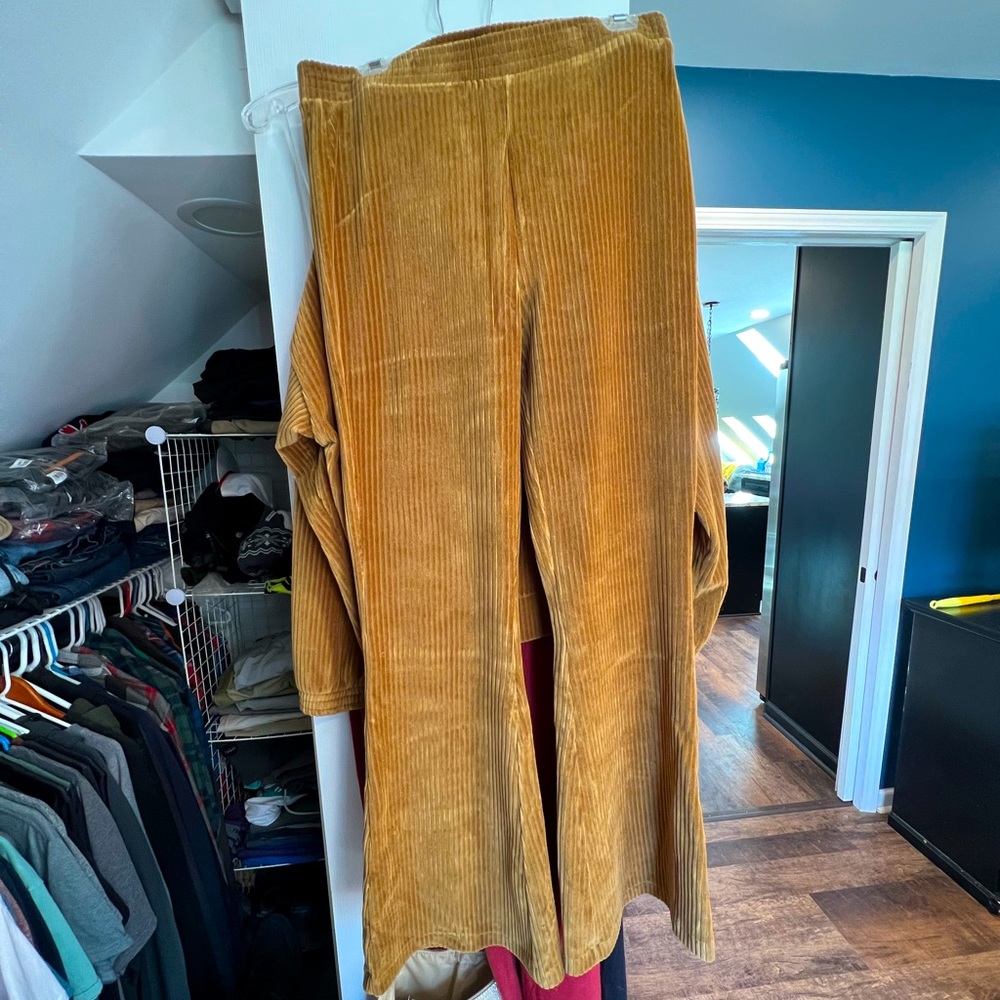 Tan/camel flare lounge pants from Aerie